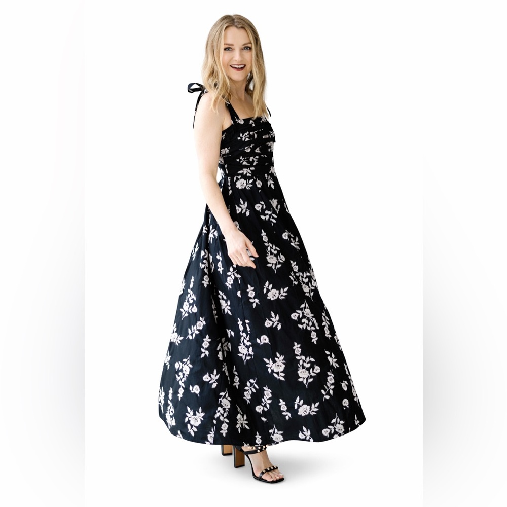 Abercrombie & Fitch Emerson Tie-Strap Maxi Black Floral Dress XLT
